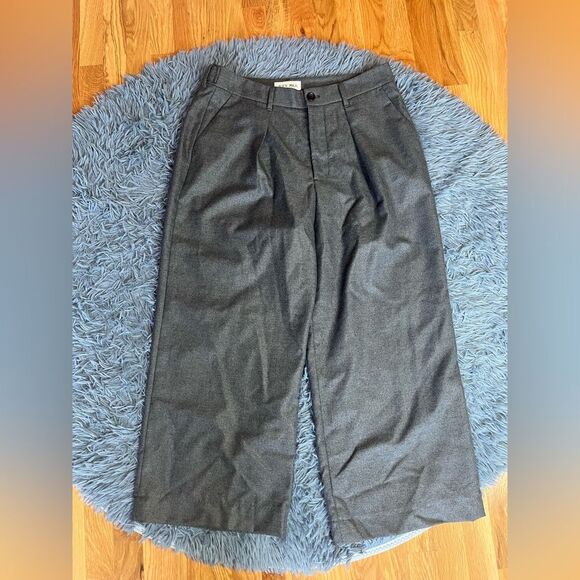 Alex Mill Gray Wide Leg Cropped Wool Pants Size L 14 - Picture 1 of 7